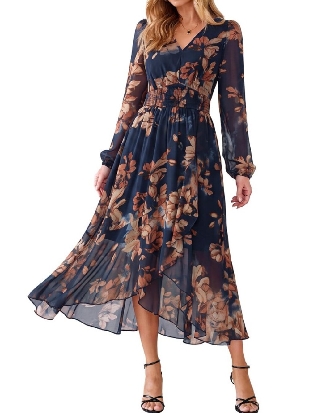 Women's Floral Boho Long Sleeve Maxi Fall Wedding Guest Dress 2026